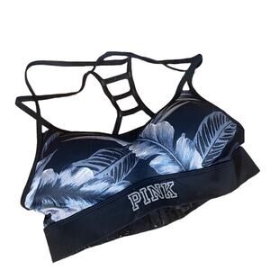 PINK by Victoria's Secret Ultimate Black Floral Sports Bra Women Sz XS